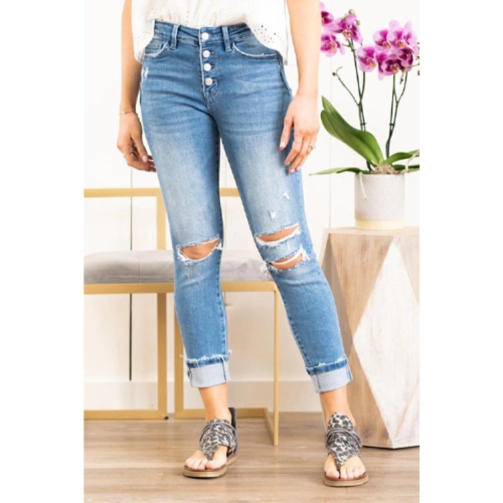 Vervet Blue Jeans High Rise Button Fly Skinny Size 28 - Picture 1 of 16